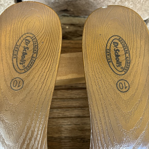 Dr Scholls Advanced Comfort Slide Buckle Sandals Red Soft Faux Wood Shoe Mule 10 - Picture 6 of 12